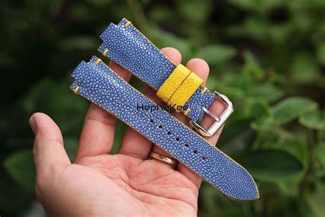 Bespoke Blue Stingray Leather Watch Strap Oris Aquis Tissot PRX Straps