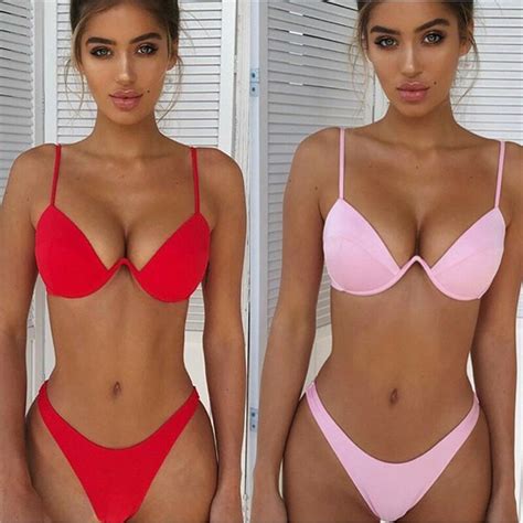 Women Push Up Padded Bra Bandage Bikini Set Swimsuit Triangle Swimwear