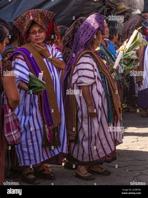 Tzutujil Mayan Women In Traditional Dress Some In Special Long Huipils