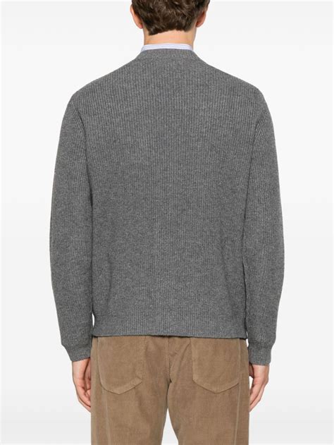 Maison Kitsun Bold Fox Head Patch Cardigan Grey Farfetch