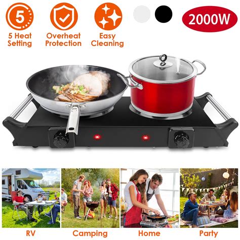 TeqHome Electric Countertop Stove Double Burner Hot Plate W Portable Coil Heating Hot Plate