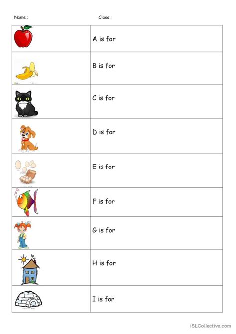 A is for apple vocabulary flashcards…: English ESL worksheets pdf & doc