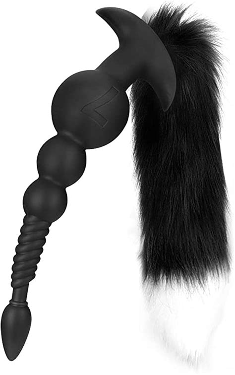 Silicone Anal Beads Plug With Fox Tail Butt Plush Plug G Spot