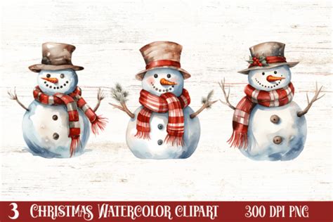 Retro Christmas Watercolor Clipart Graphic By Craftart Creative Fabrica