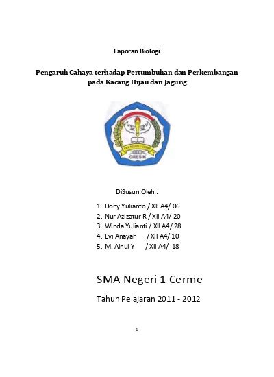 Laporan Biologi Pengaruh Cahaya Terhadap Pertumbuhan Dan Perkembangan