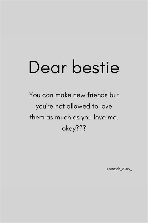 The Words Dear Bestie Are Written In Black And White On A Light Gray