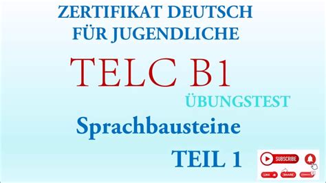 TELC B1 prüfung Zertifikat Deutsch Für Jugendliche sprachbausteine