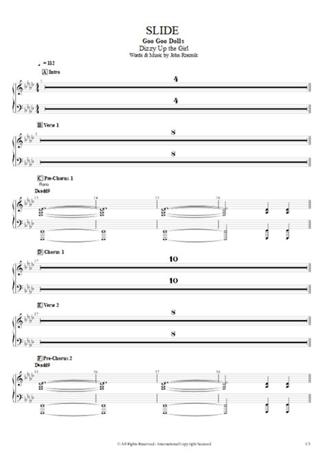 Slide Tab By Goo Goo Dolls Guitar Pro Full Score MySongBook