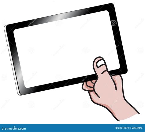 Cartoon Hand Holding A Tablet PC Illustration Stock Vector