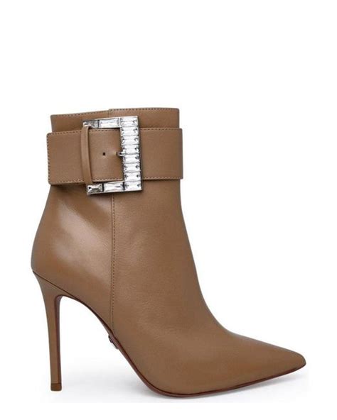 Michael Michael Kors Giselle Embellished Buckle Ankle Boots In Natural Lyst