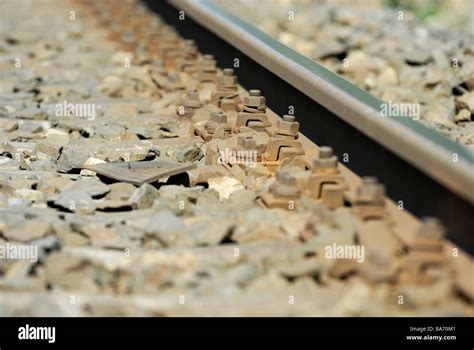 Railway Tracks Close Up Detail Still Life Stock Photo Alamy