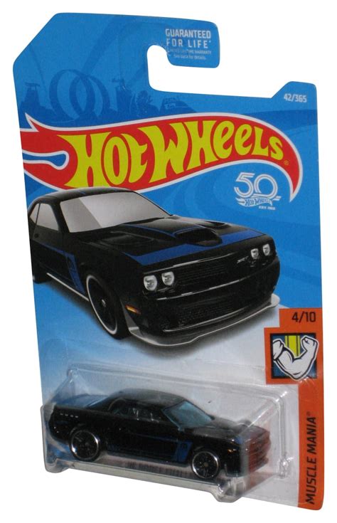 Hot Wheels Muscle Mania 4 10 2017 Black 15 Dodge Challenger SRT Car 42 365 Back Card Minor