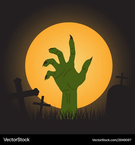 Halloween background zombie hand Royalty Free Vector Image