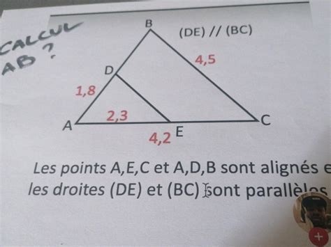 De Bc Les Points A E C Et A D B Sont Align S Et Les Droites