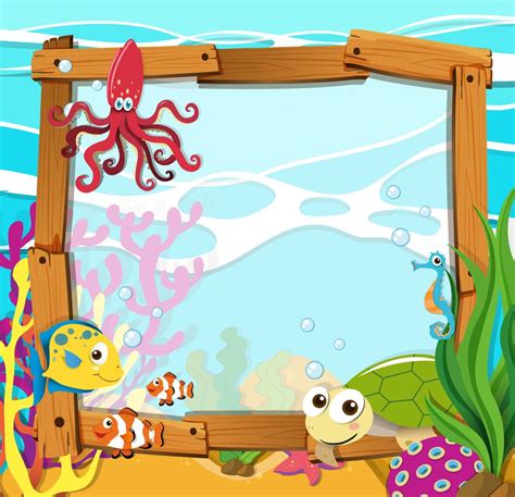 Border design with sea animals 433421 Vector Art at Vecteezy