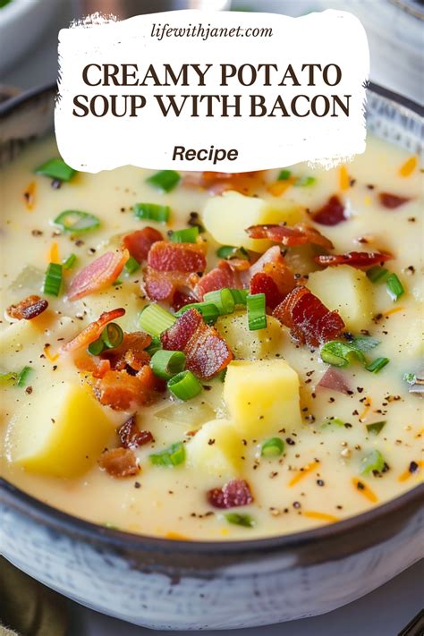 Creamy Potato Soup With Bacon Recipe In 2024 Potato Bacon Soup Creamy Potato Soup Creamy