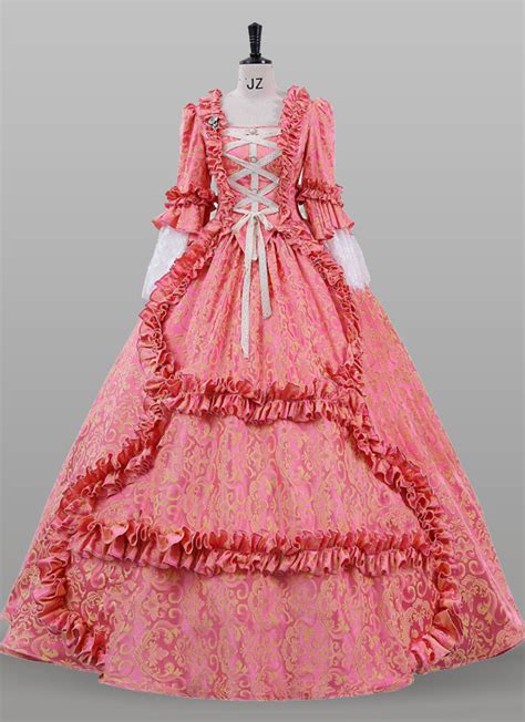 Rose Red Jacquard Renaissance Colonial Lady Princess Tea Party Garden