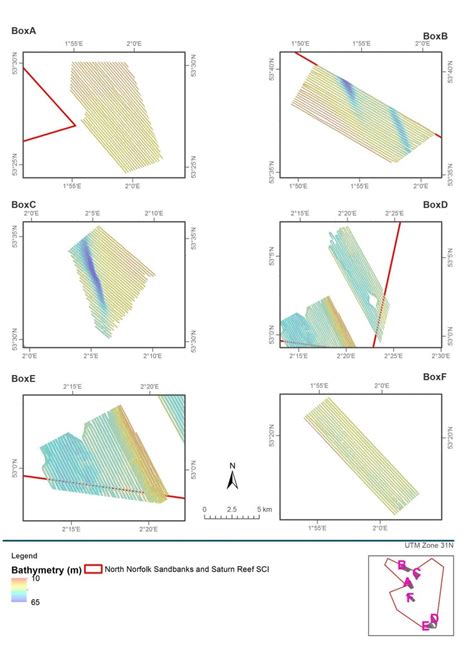 Multibeam echosounder bathymetry for the six potential Annex I reef ...