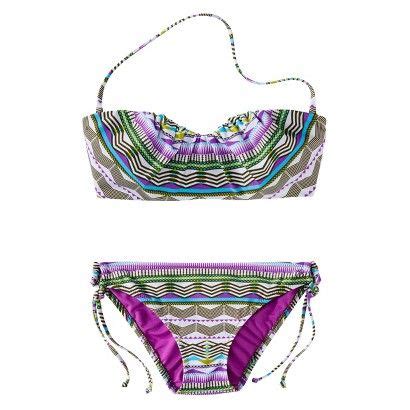 Target Mossimo Women S Piece Bikini Swimsuit Green Purple Print