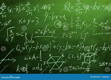 Fórmulas De La Matemáticas En Fondo De La Pizarra Stock De Ilustración Ilustración De Tiza