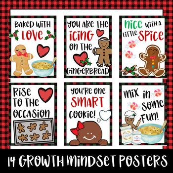 Christmas Gingerbread Growth Mindset Posters SEL Learning Set Of 14