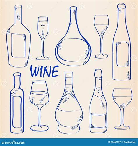 Hand Drawn Wine Icon Set Stock Vector Illustration Of Nourishment