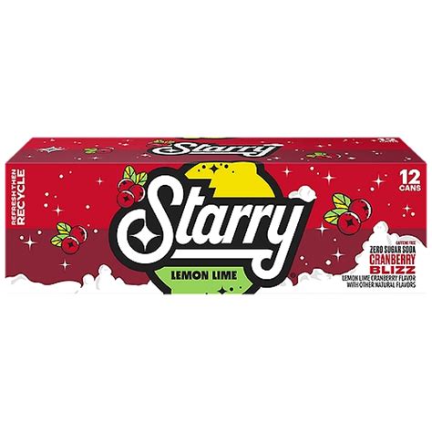 Starry Zero Sugar Soda Lemon Lime Cranberry Blizz 12 Fl Oz 12 Count