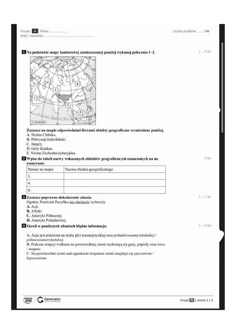 Sprawdzian Geografia Klasa Dzia Notatki Geografia Docsity