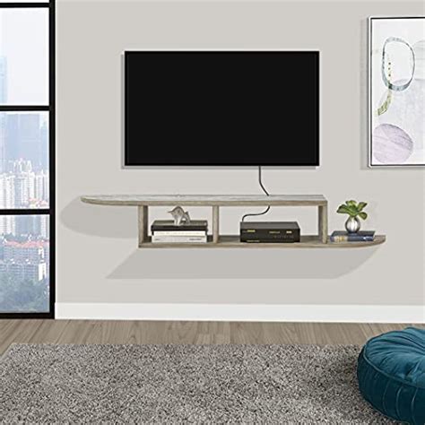 Modern Floating TV Stand Curved Wood Wall Mounted Media Console TV