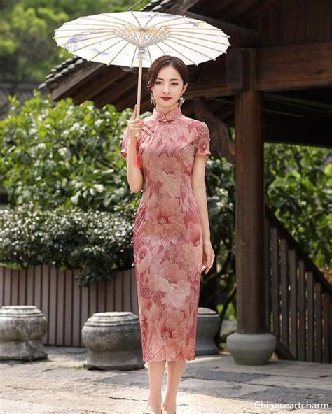 Traditional Chinese Cheongsam Dress Pink Qipao Vintage Dress Etsy