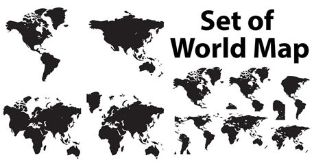 A set of silhouette world map vector illustration 25740603 Vector Art ...