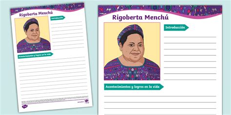 Ficha de actividad Biografía de Rigoberta Menchú Twinkl