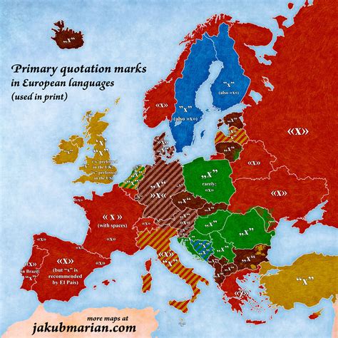 Map of quotation marks in European languages