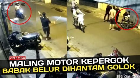 NGERI Golok Melayang Mendarat Kepelaku Saat Kepergok Mencuri Motor