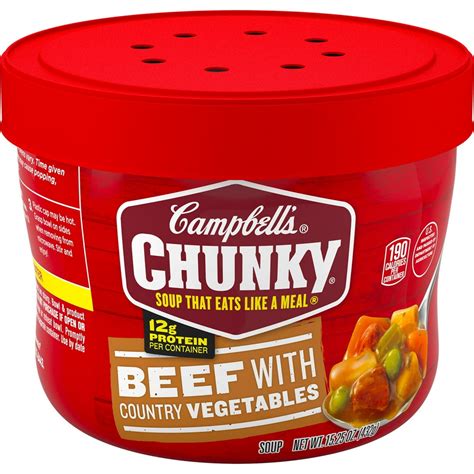 Campbell's Chunky Microwavable Soup, Beef with Country Vegetables Soup ...