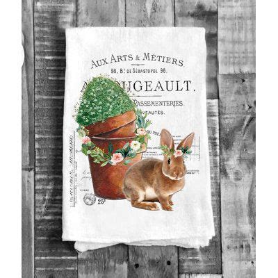 The Holiday Aisle Vintage Easter French Bunny Flour Sack Tea Towel