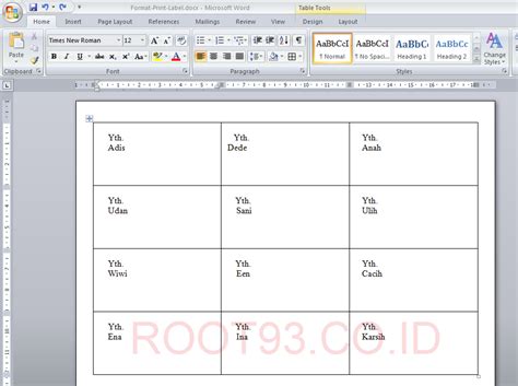 Cara Print Label Memakai Microsoft Word Komp