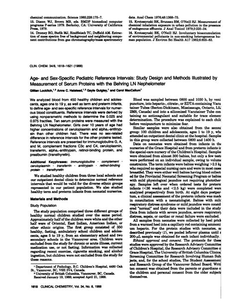 Pdf Age And Sex Specific Pediatric Reference Intervals Study Design