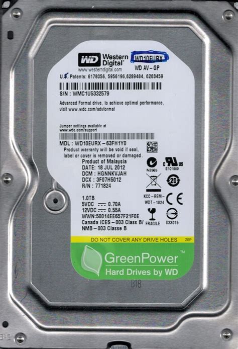 Western Digital WD10EURX-63FH1Y0 1TB DCM: HGNNKVJAH - Walmart.com