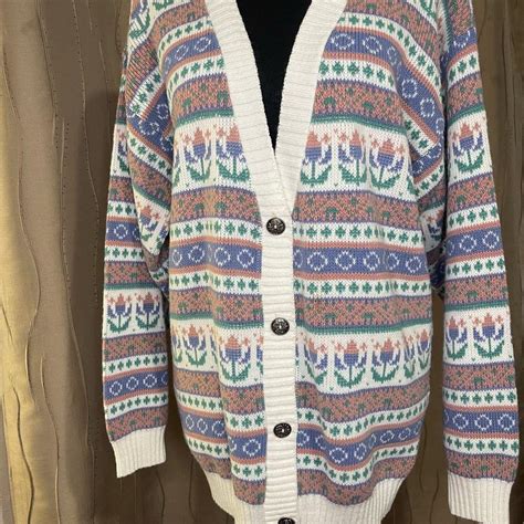 Womens Blue And Pink Cardigan Depop