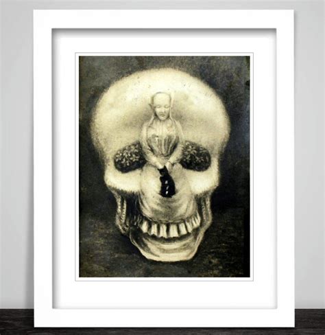 Printable Skull Optical Illusion Art Print Vintage Lady With Etsy