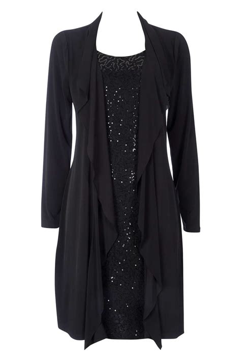 Black Waterfall Jacket Dress | Black waterfall jacket, Jacket dress ...