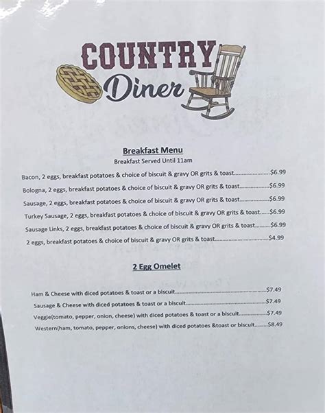 Menu At Country Diner Restaurant Morehead