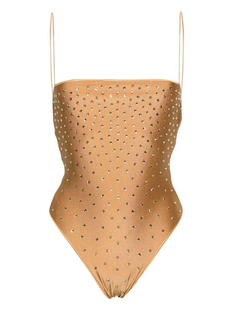 Buy Beachwear Oseree Crystal Embellished High Cut One Piece Gis