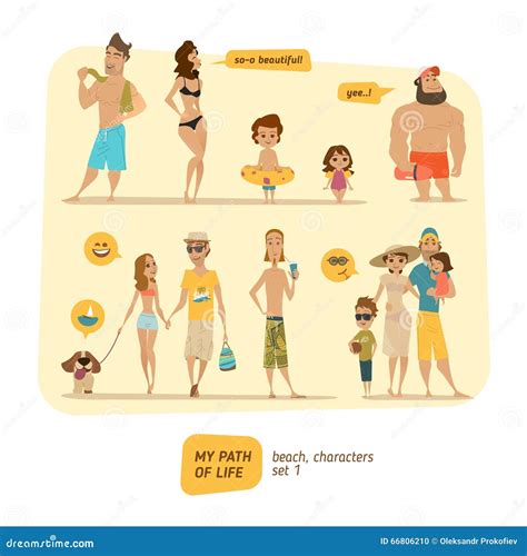 Summer Characters Collection Stock Vector - Illustration of flat, beach: 66806210