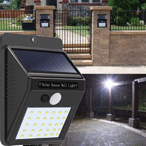 Solar Power 30 LED PIR Motion Sensor Wall Light Waterproof Outdoor Path ...