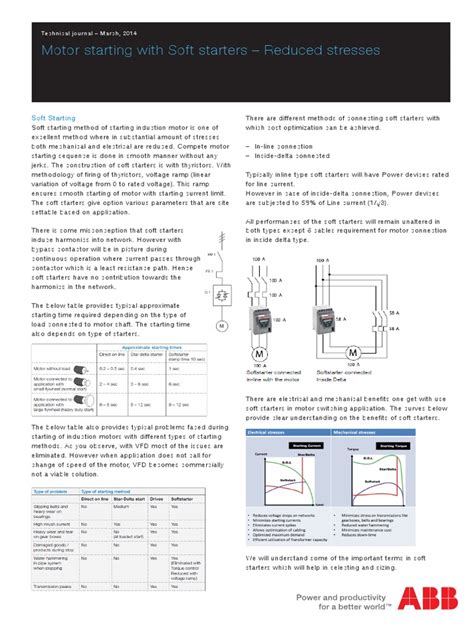 Motor Starting With Soft Starters - Reduced Stresses | PDF | Electric ...