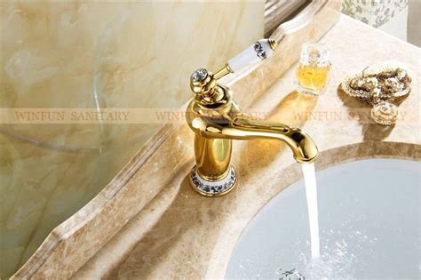 Luxury Basin Faucets Modern Faucet Bathroom Faucet Gold Finish Hot Cold Brass Basin Sink