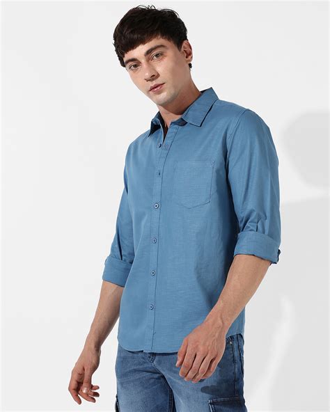 Buy Men's Blue Shirt Online at Bewakoof