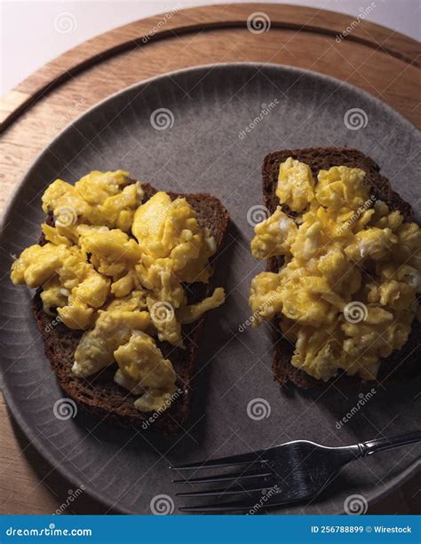 Scrambled Egg with Cheese on a Beautiful Plate Stock Image - Image of ...